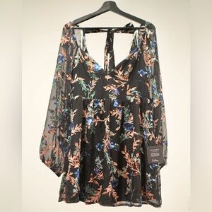 Floral Black Chiffon Top